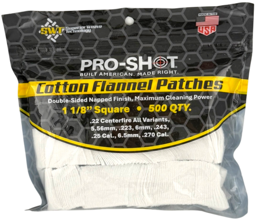 Pro-Shot 1 1/8" Square Cleaning Patches - .22-.270 Cal. - 500 Count