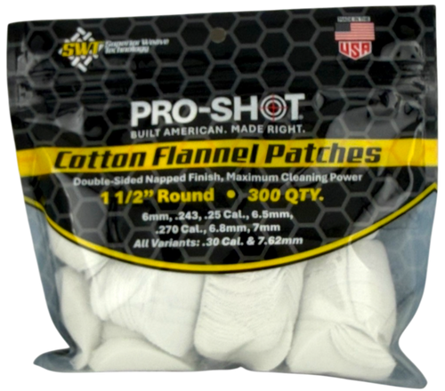 Pro-Shot 1 1/2" Round Cleaning Patches - 6mm-.30 Cal. - 300 Count