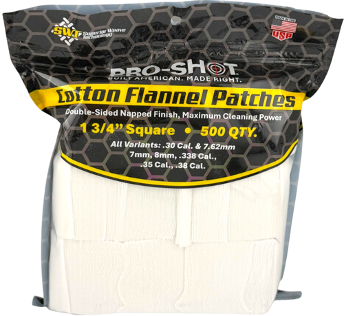 Pro-Shot 1 3/4" Square Cleaning Patches - 6mm Benchrest/7mm-.38 Cal. - 500 Count