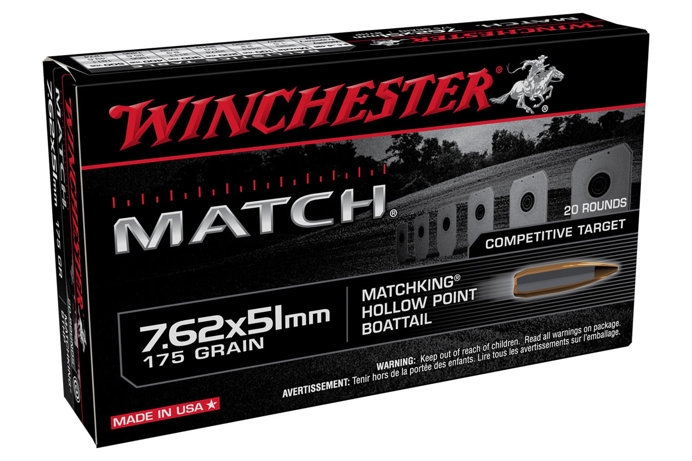 Winchester Match 7.62x51mm NATO 175gr BTHP - 20 Rounds