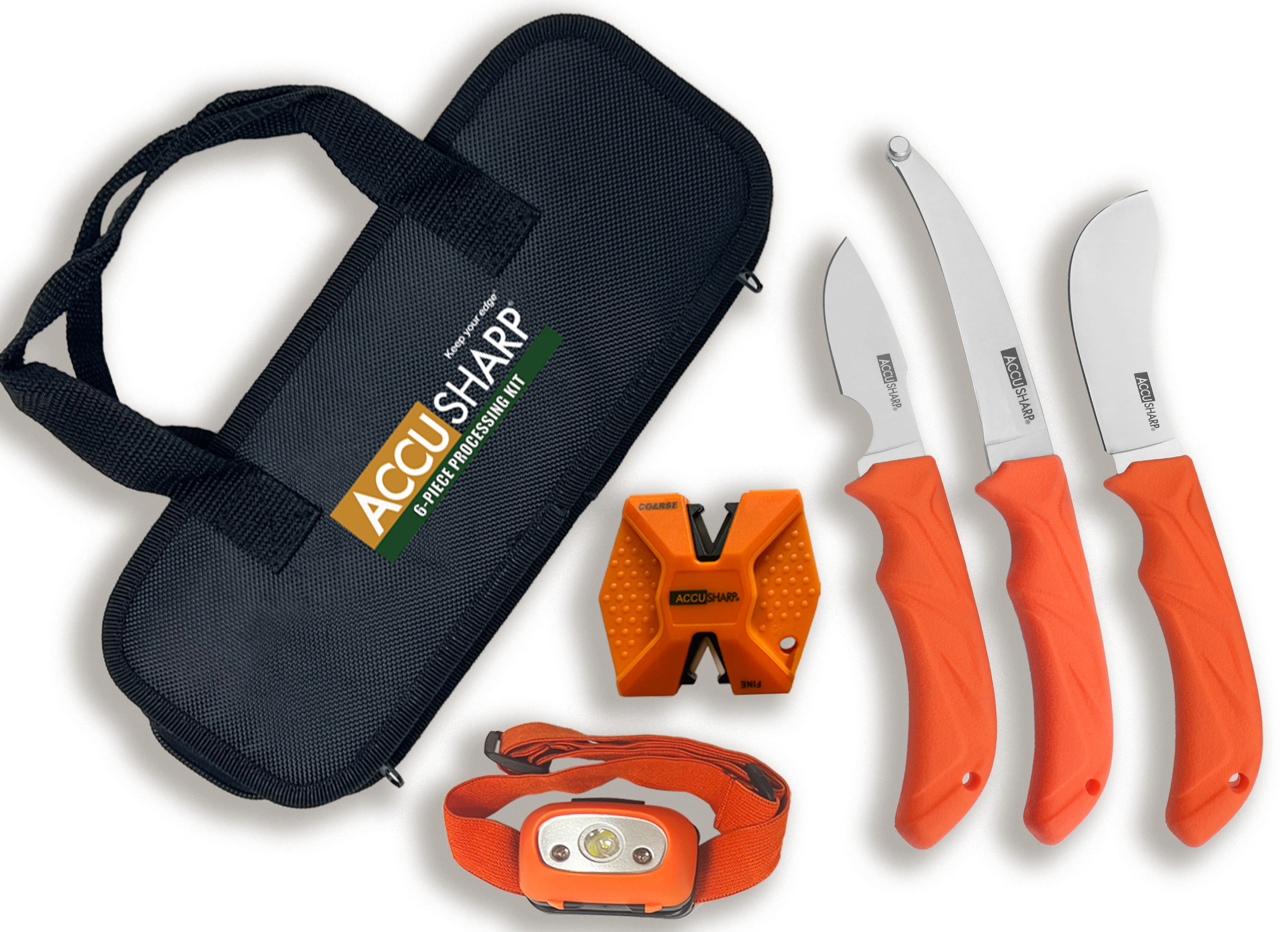 AccuSharp 6 Piece Processing Kit w/Sharpener & Headlamp