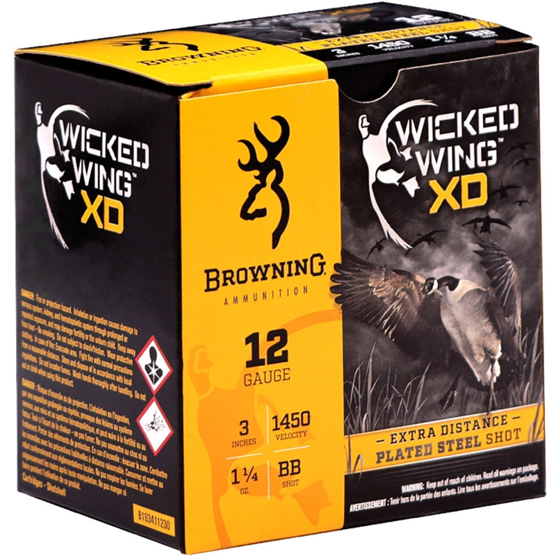 Browning Wicked Wing XD Waterfowl Ammunition - 12 Gauge 3 in — 1-1/4 oz BB — 25 Rounds