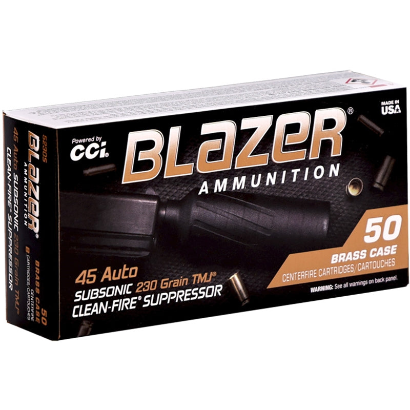 CCI Blazer Brass Clean-Fire Suppressor 45 Auto 230gr TMJ - 50 Count