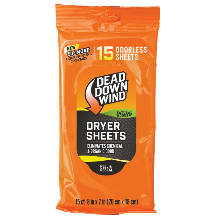 Dead Down Wind Dryer Sheets – Natural Woods, 15 Count