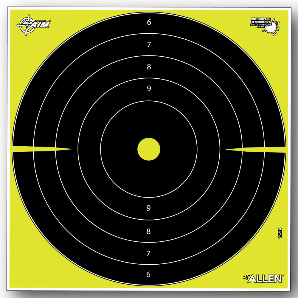 Allen EZ Aim Splash Reactive Paper Shooting Targets, Bullseye, 12"W x 12"H, 12-Pack, Black/Chartreuse