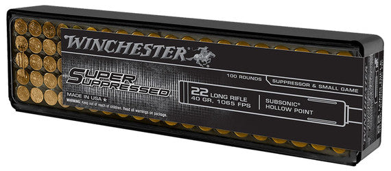 Winchester Super Suppressed .22 LR 40gr Hollow Point Ammunition - 100 Rounds
