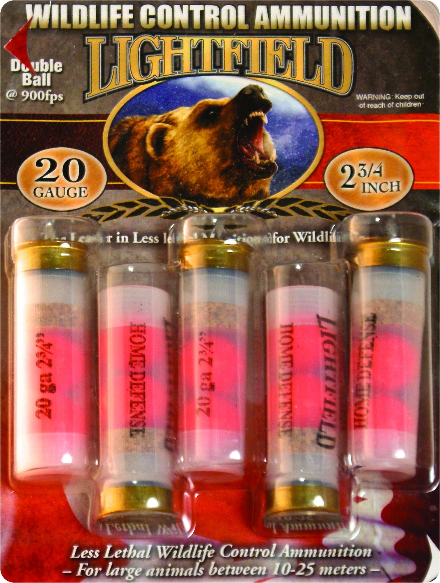 Lightfield Wildlife Control Less Lethal Ammunition 20 Gauge 2-3/4 Mid-Range Rubber Ball Box of 5