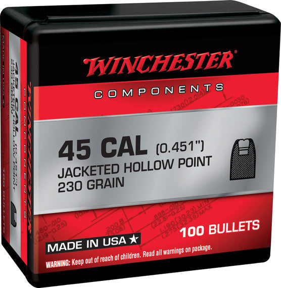 Winchester .451 230gr Jacketed Hollow Point Bullets - 100 Count