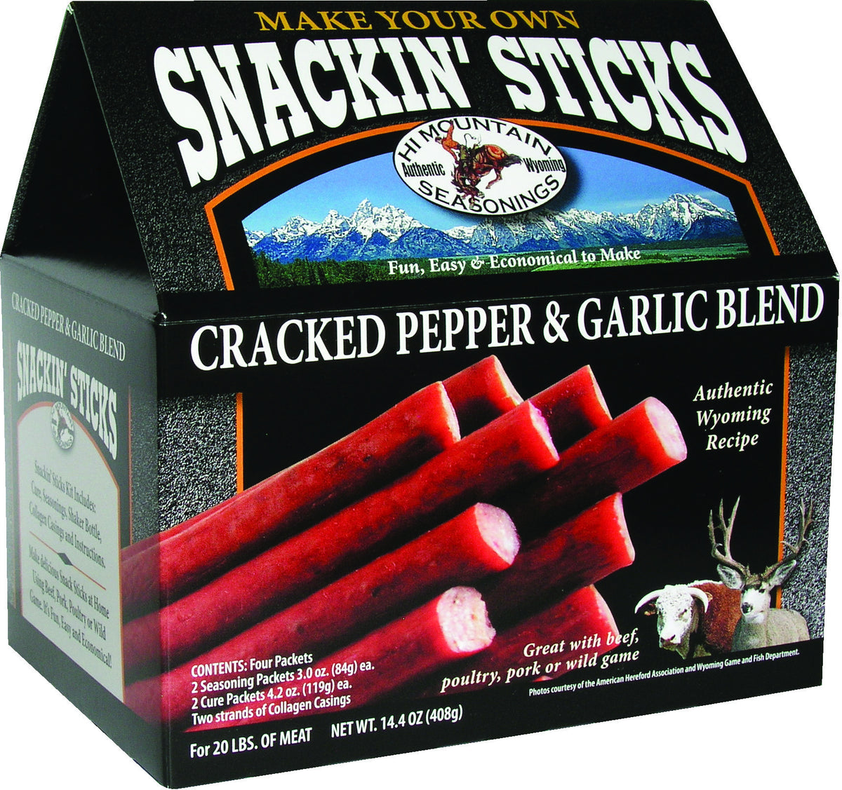 Hi Mountain Make Your Own Snackin Sticks Kit, Cracked Pepper & Garlic Blend, 408-g