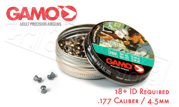 Gamo Hunter .177 Cal Round Nose Pellets, 250 Count