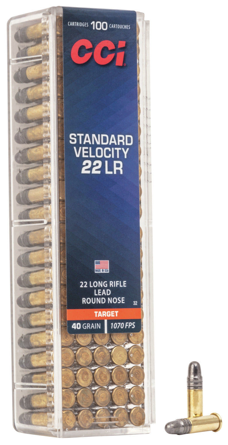CCI 0032 Standard Velocity Rimfire Ammo 22 LR, LRN, 40 Grains, 1070