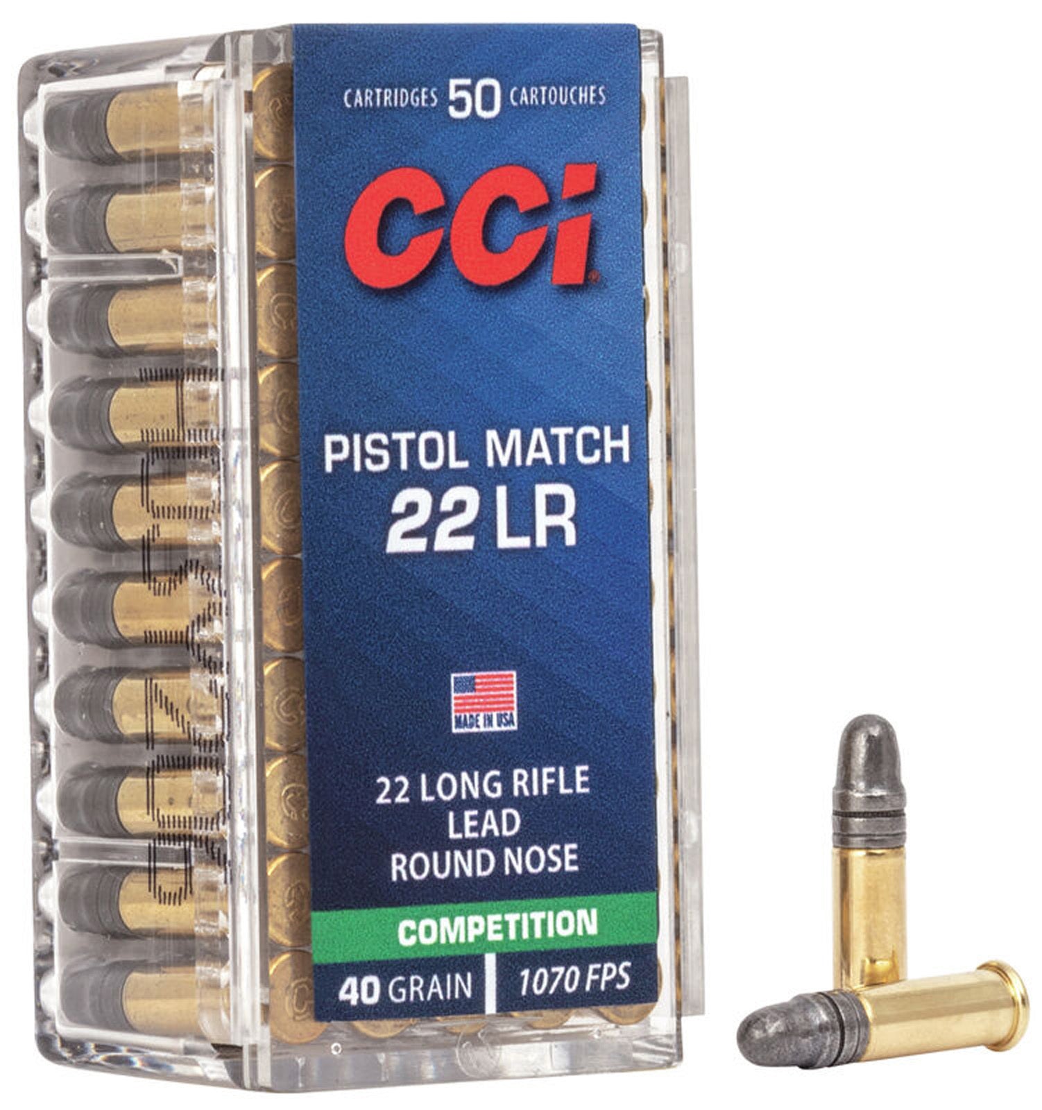 CCI Pistol Match, .22LR, LRN, 40 Grain, 50 Rounds