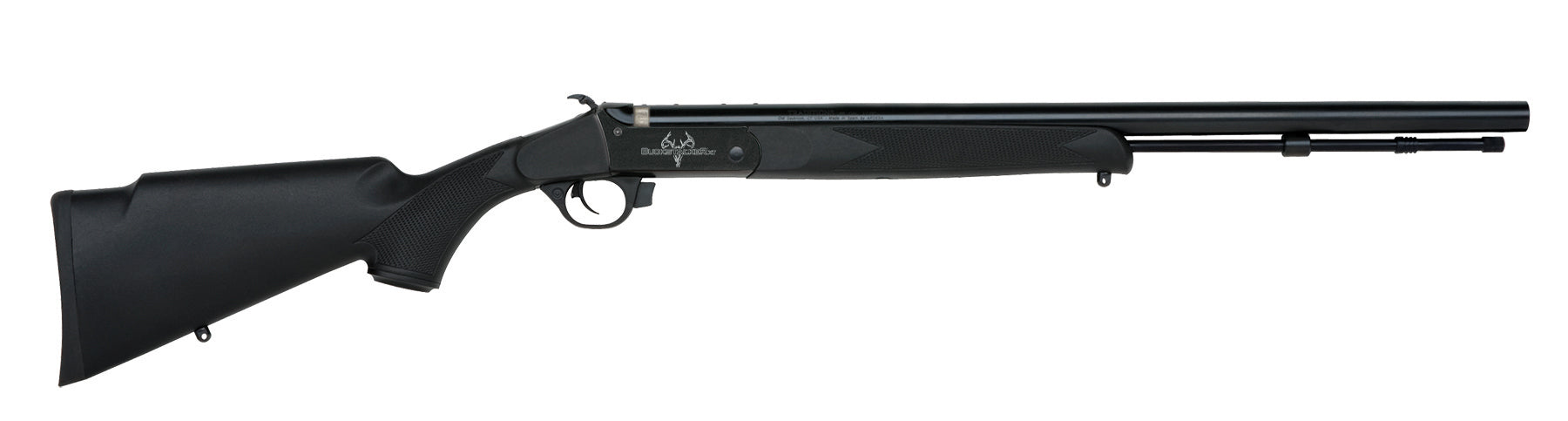 Traditions Buckstalker XT Break Action Black Powder Rifle .50 Caliber 24" Barrel, No Sights, Black Synthetic Stock, Blue Barrel