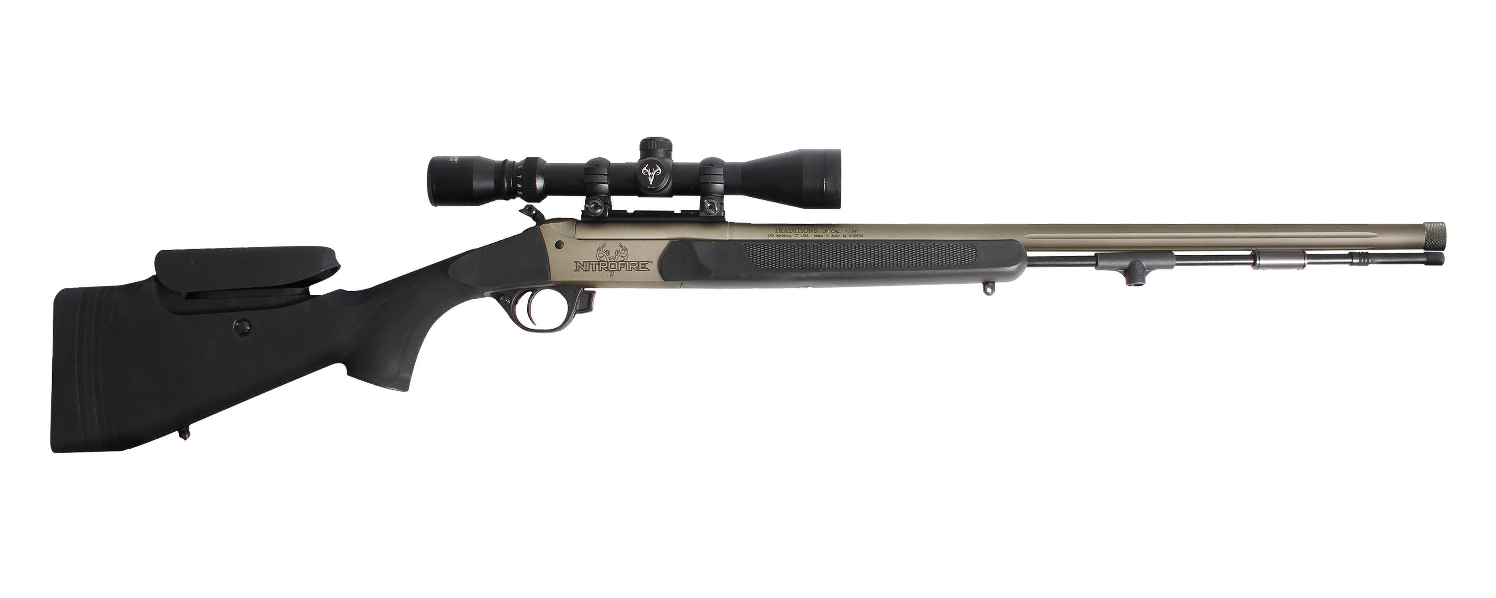 Traditions CR5384660450 Nitrofire Pro Series Muzzle Loader 50 Cal Black Stock Tungsten CeraKote 26 209 Firestick 3510x44