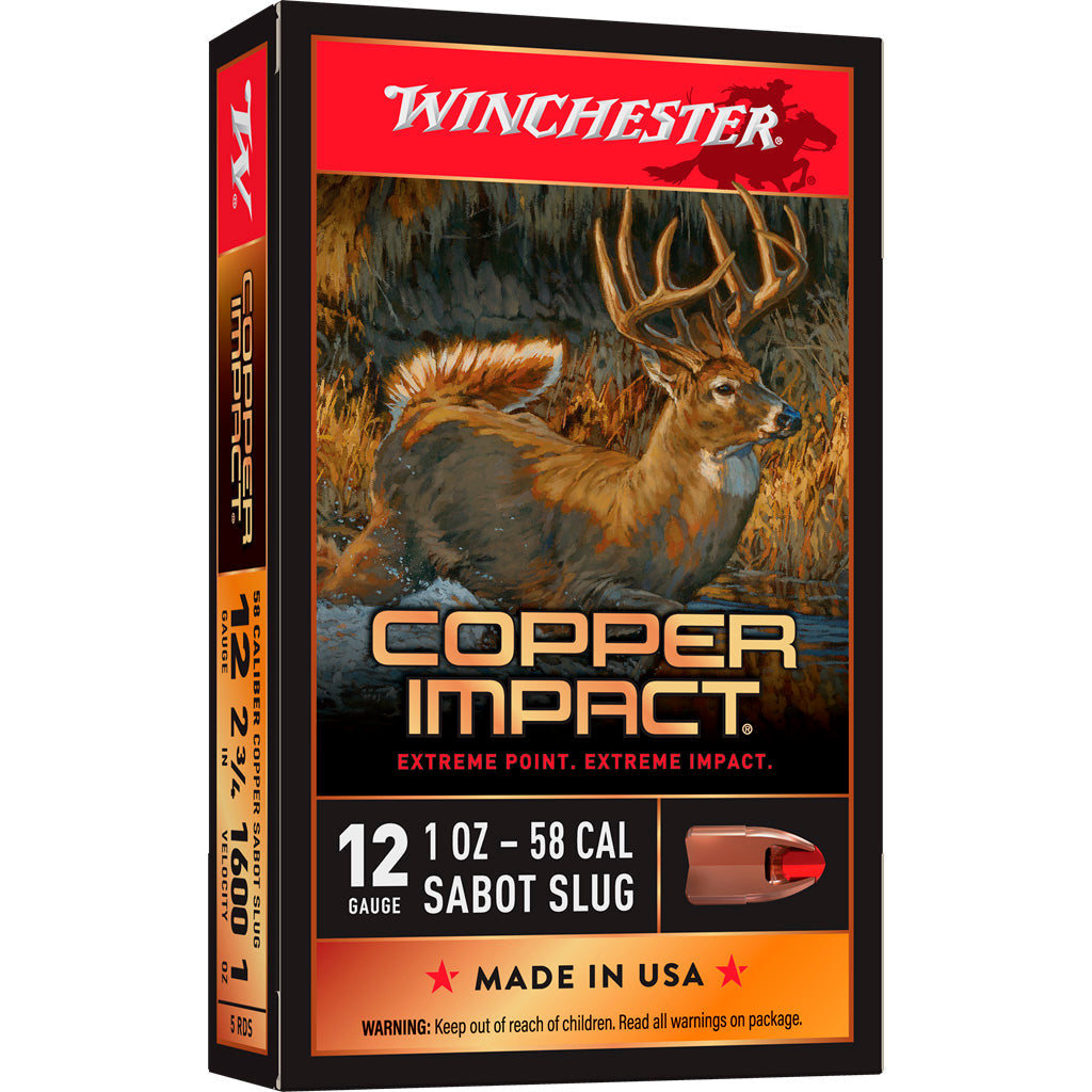 Winchester Copper Impact Copper 12 GA-2.75" Sabot Slug 1oz 5-Rounds