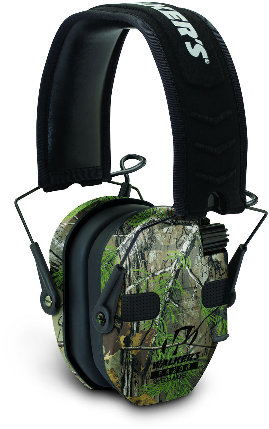 Walkers Razor Slim Electronic Qaud Muff NRR22+dB, Low- Realtree Xtra