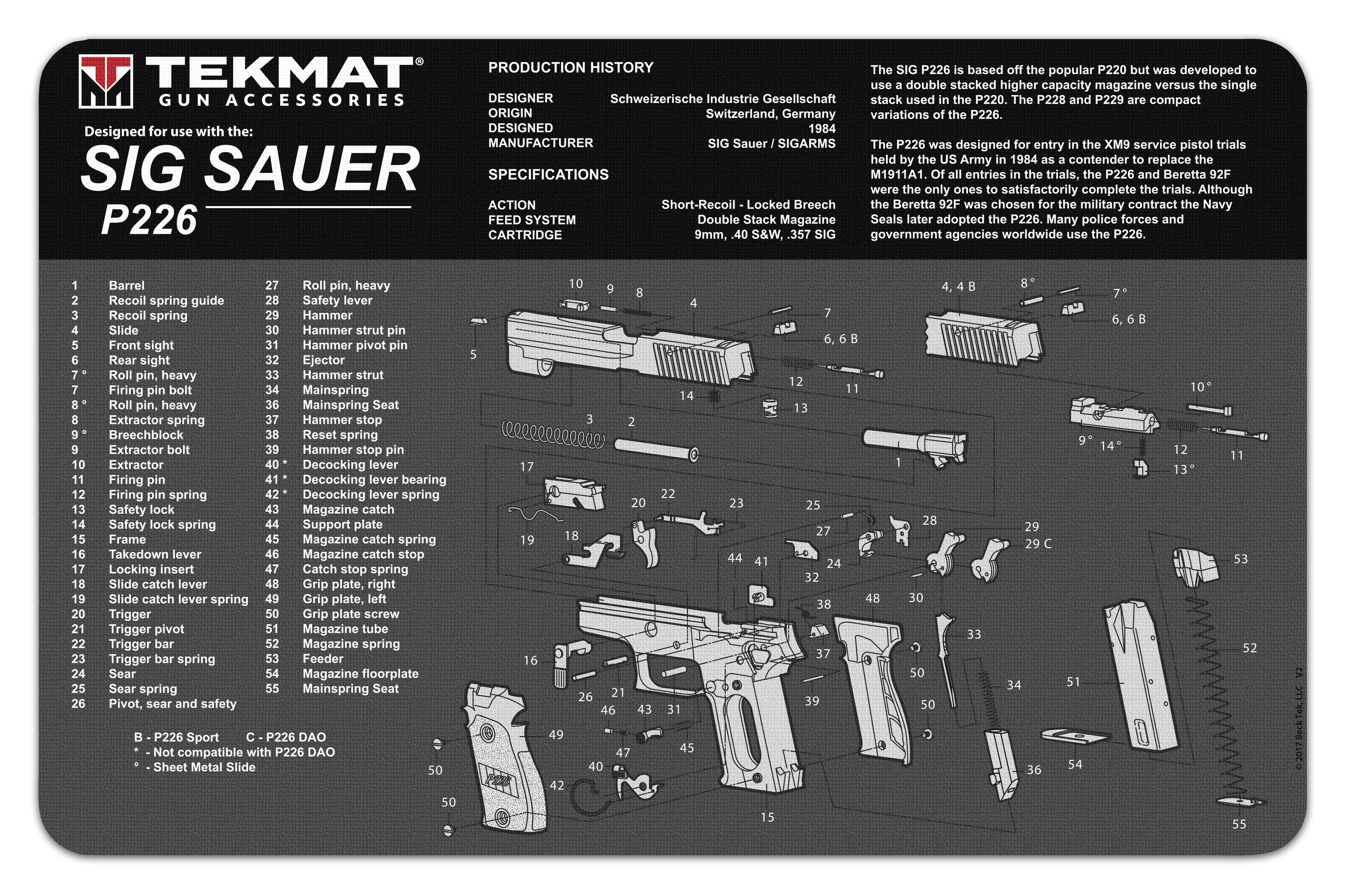 TekMat Gun Cleaning Mat, 11"x17", Sig Sauer P226