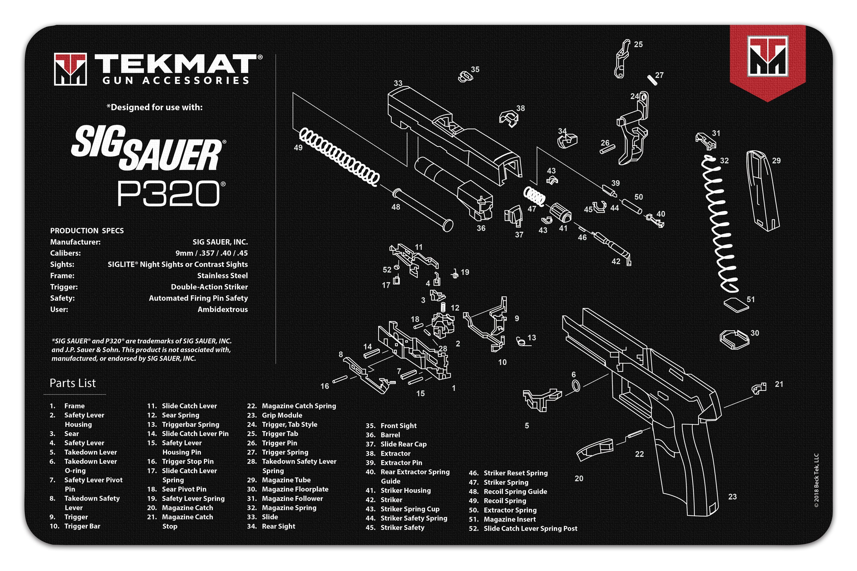 TekMat Gun Cleaning Mat, 11"x17", Sig Sauer P320
