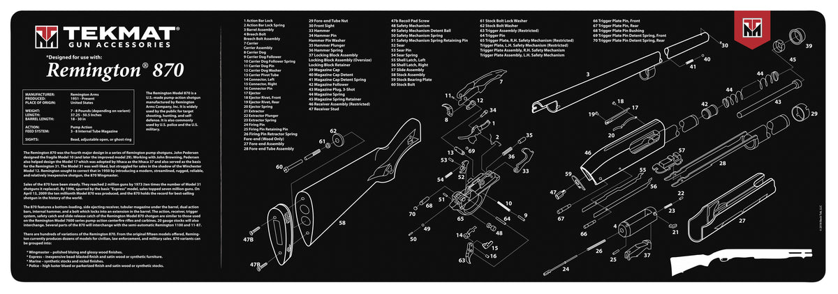 TekMat Gun Cleaning Mat, 12"x36", Remington 870