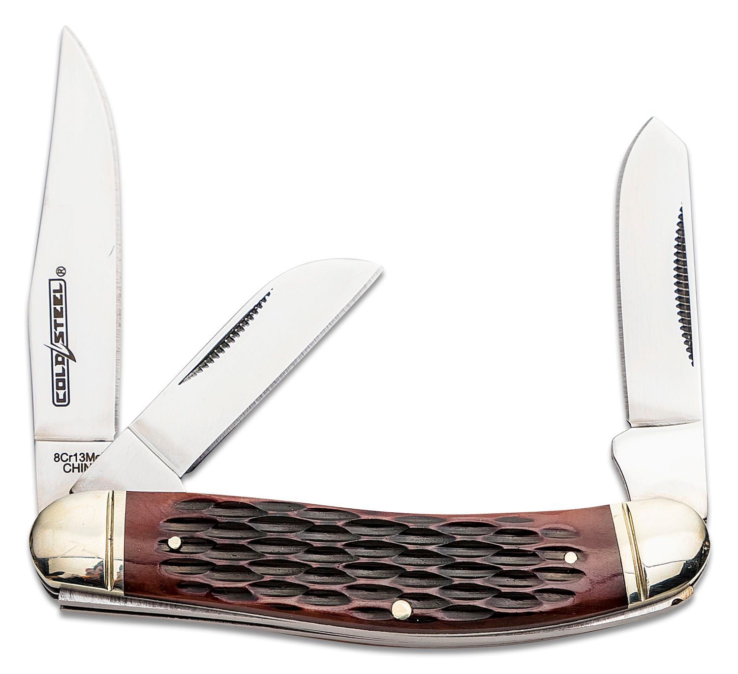 Cold Steel Gentlemen's Stockman Folding Knife, Jigged Bone Handles, 3.75" Closed, Slipjoint (non-locking)