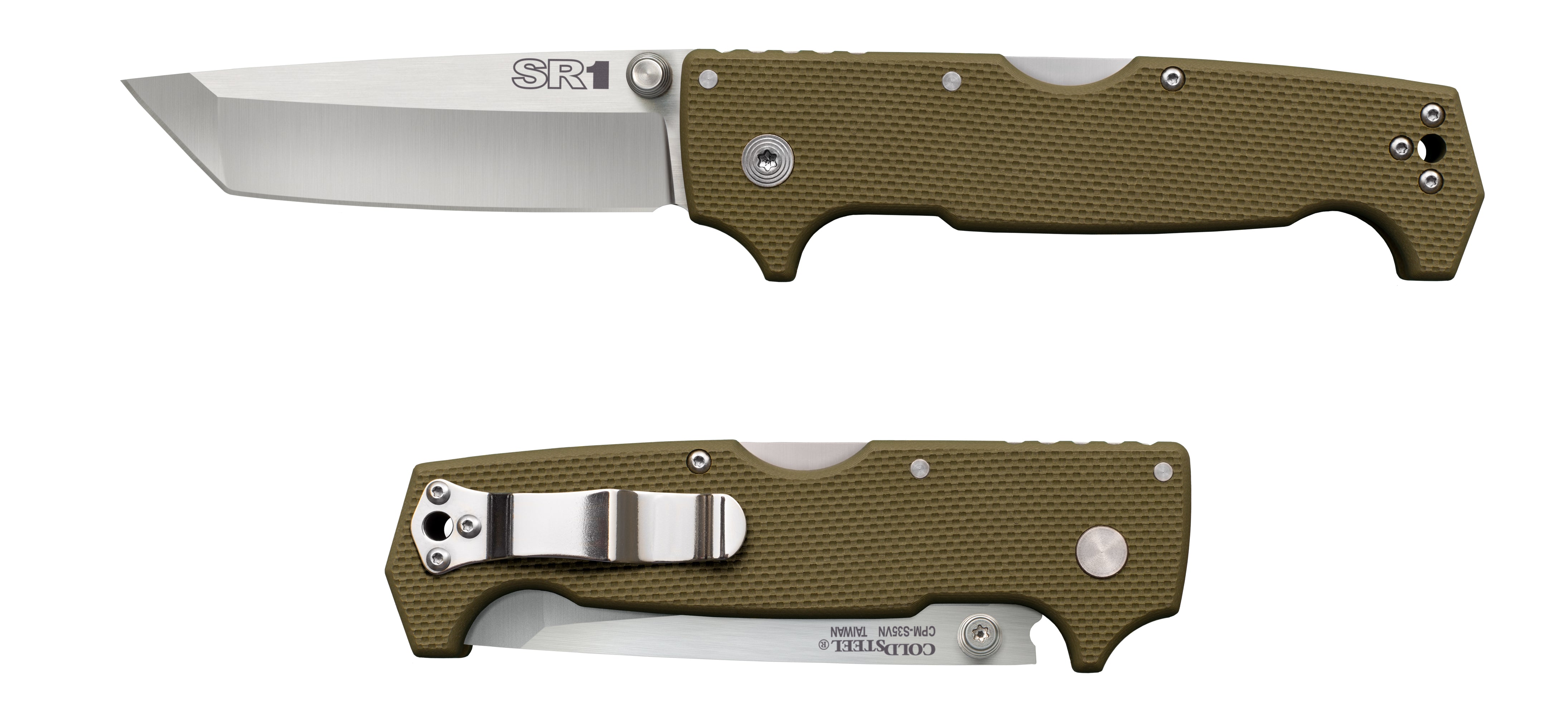 Cold Steel CS-62LA SR1 Tanto Point Folding Knife, 9-3/8" Overall, 4" Blades