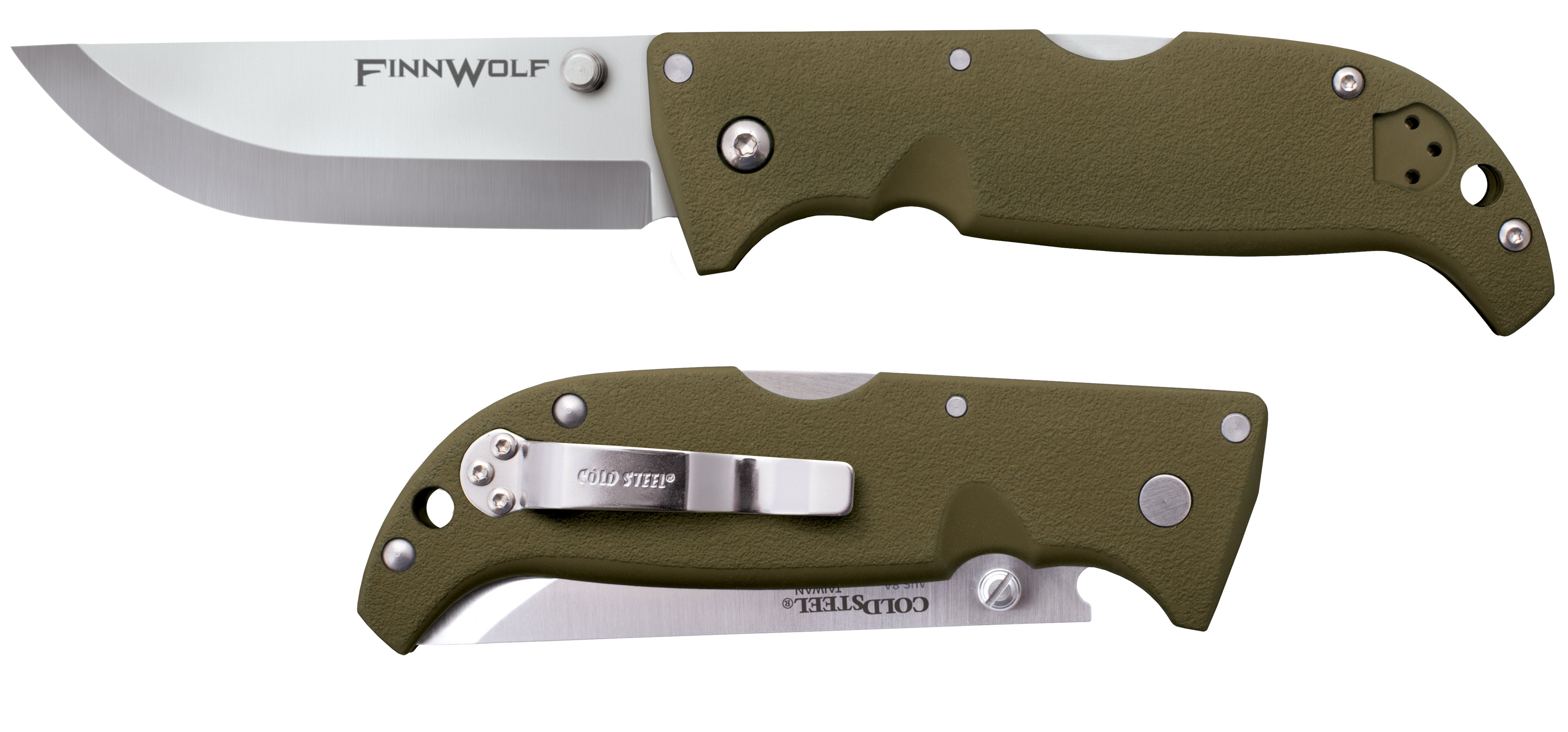 Cold Steel CS-20NPF Finn Wolf, OD Green, 7-7/8" Overall, 3.5" Blade