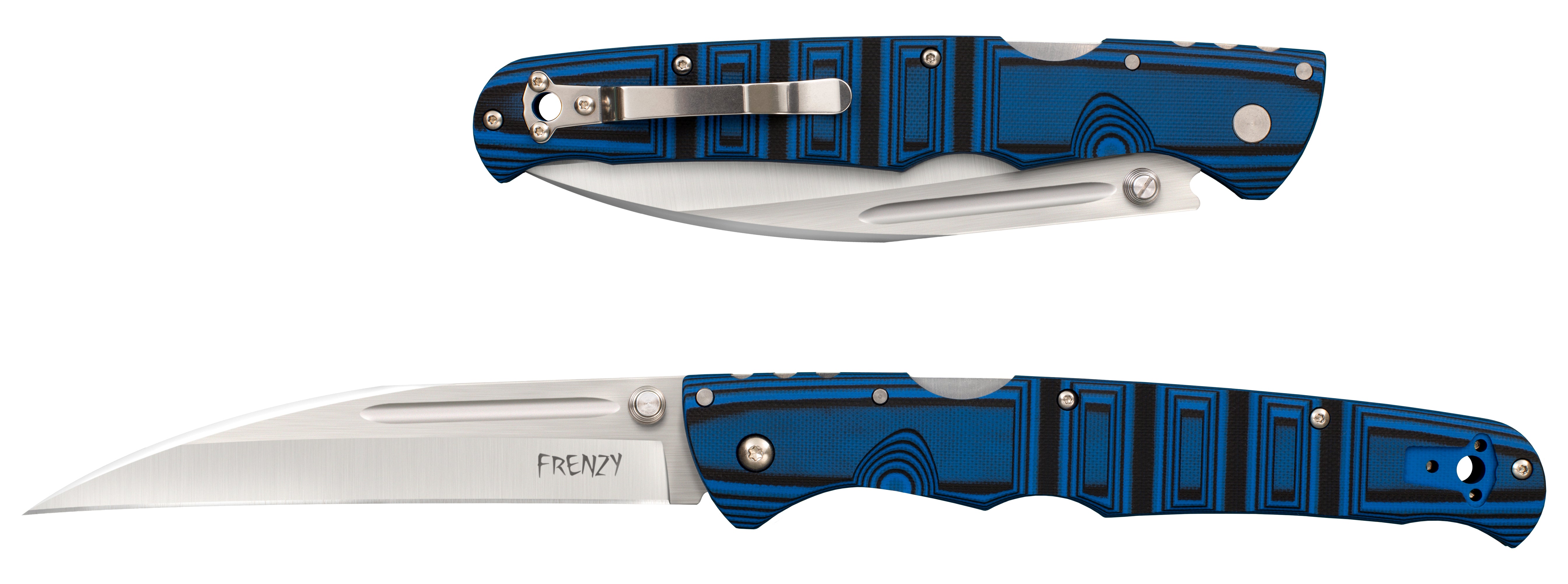 Cold Steel Frenzy II Folding Knife 5.5" S35VN Satin Plain Blade, Blue/Black G10 Handles, Lockback
