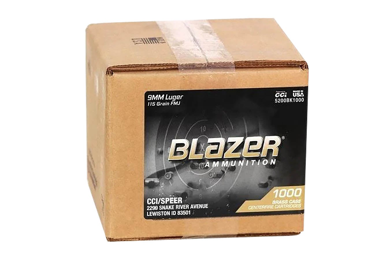 CCI Blazer Brass 9mm Luger 115gr FMJ Ammunition - 1000 Rounds Loose Pack