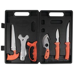 Mossberg 7 Pc Game Cleaning Set, w/ Bone Saw, Caping Knife, Skinning Knife, Bone/Filet Knife, Sharpener, Case