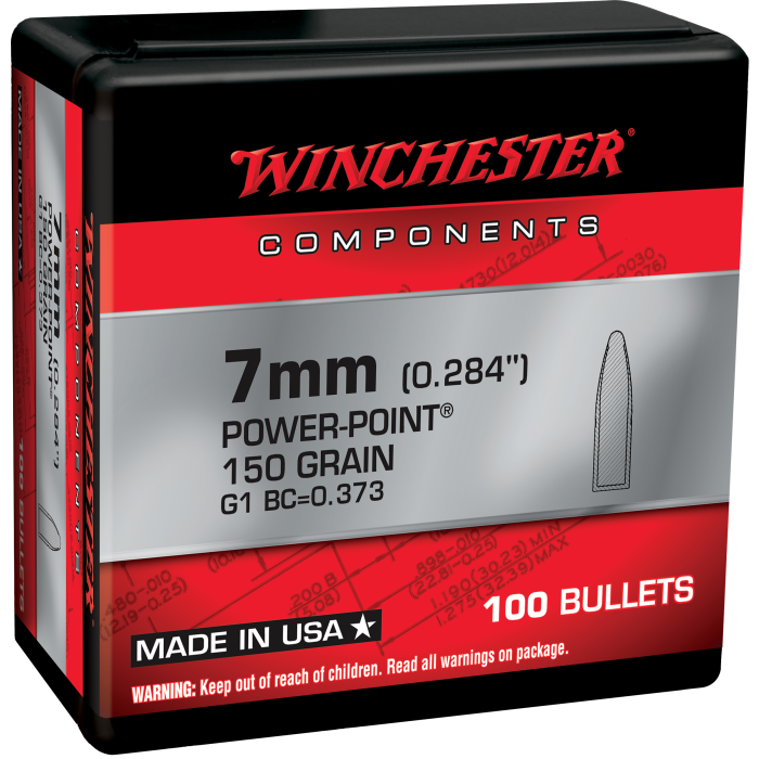 Winchester 7mm .284 Power-Point 150gr Bullets - 100 Count