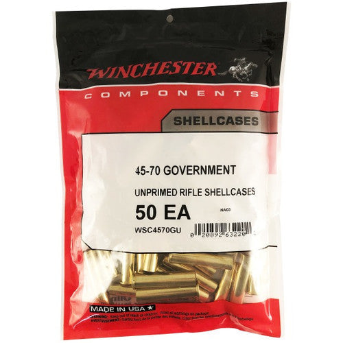 Winchester .45-70 Government Unprimed Brass Cases - 50 Count