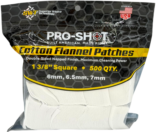 Pro-Shot 1 3/8" Square Cleaning Patches - 6mm-7mm - 500 Count