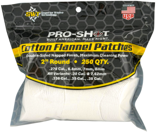 Pro-Shot 2" Round Cleaning Patches - .270-.38 Cal. - 250 Count