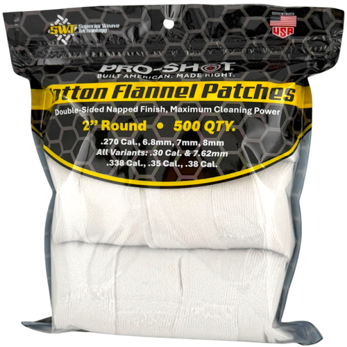 Pro-Shot 2" Round Cleaning Patches - .270-.38 Cal. - 500 Count