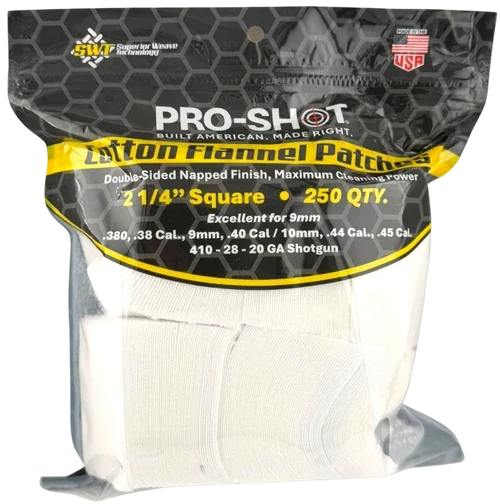 Pro-Shot .38-.45 Cal. 2.25" Square Patches 250 Pack