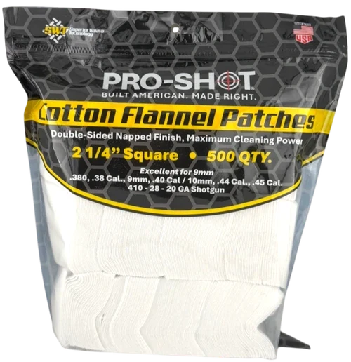 Pro-Shot .38-.45 Cal. 2 1/4" Square Bulk Patches 500 Count