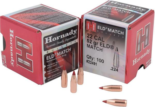 Hornady .224 DIA 52GR ELD MATCH BULLETS
