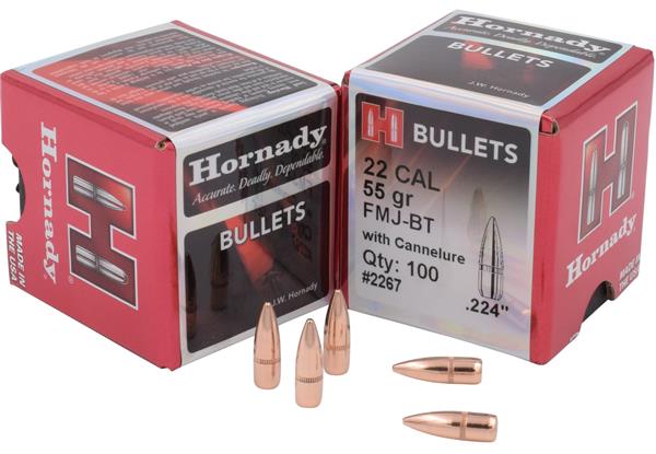 Hornady .224 DIA 55GR FMJ-BT W/C