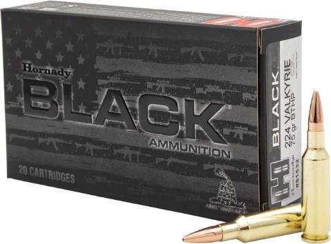 Hornady 224 VALKYRIE 75GR BTHP BLACK AMMO