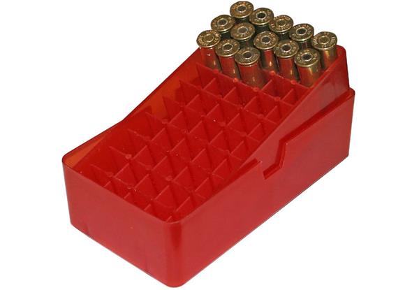 SLIP-TOP AMMO BOX 50 ROUND SQUARE HOLE 41 TO 44 CLEAR RED