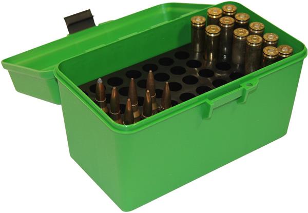 DELUXEAMMOBOX 50RND HDL 7MM REMMAG 300 WINMAG Green