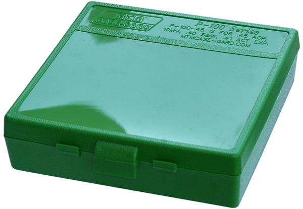 AMMO BOX 100 ROUND FLIP-TOP 40, 10MM, 45 ACP GREEN