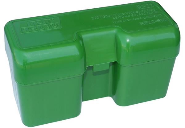 AMMO BOX 22 ROUND FLIP-TOP 375 REM UM, 416 RIG GREEN