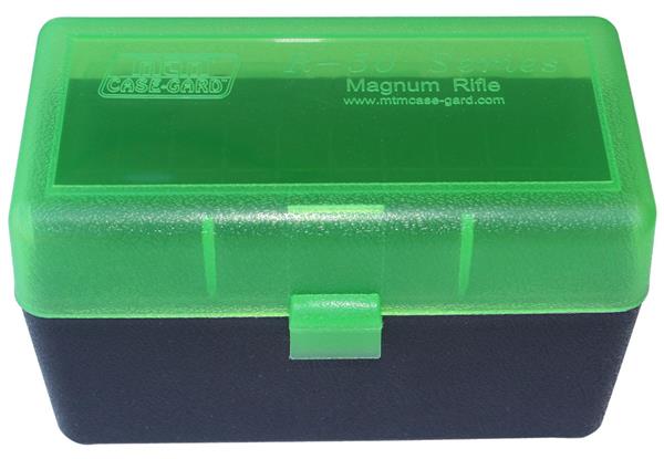 AMMO BOX 50 Round FLIP-TOP 375 REM UM 375 WBY MAG CLR Green/Black