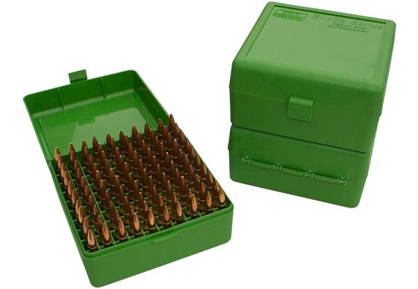 AMMO BOX 100 Round FLIPTOP 22-250 243 308WIN 220 SWIFT Green