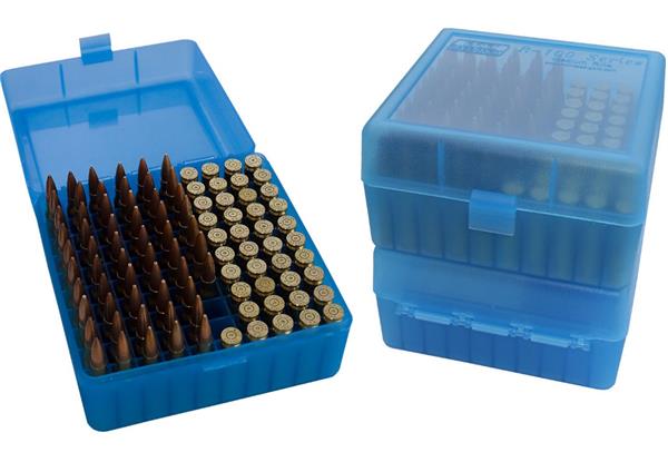 AMMO BOX 100 Round FLIPTOP 22-250 243 308WIN 220 SWIFT CLR BLU