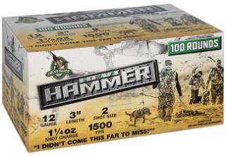 HEVI-SHOT Ammunition HEVI-HAMMER 12 Gauge 3" 1-1/4 OZ #2 (100)