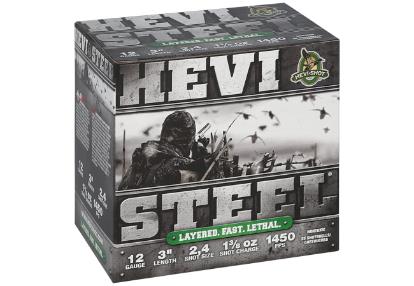 HEVI-SHOT Ammunition HEVI-STEEL 12GA 3" 1-3/8OZ #2 & #4 STACK (25)