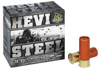 HEVI-SHOT Ammunition HEVI-STEEL 12 Gauge 2-3/4" 1-1/8 OZ #4 (25)