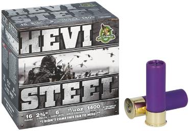 HEVI-SHOT Ammunition HEVI-STEEL 16 Gauge 2-3/4" 1 OZ #6 (25)